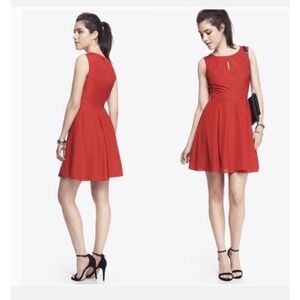 Express Red Pleated Keyhole Fit and Flare Cocktail Dress Size 4 Sleeveless Mini